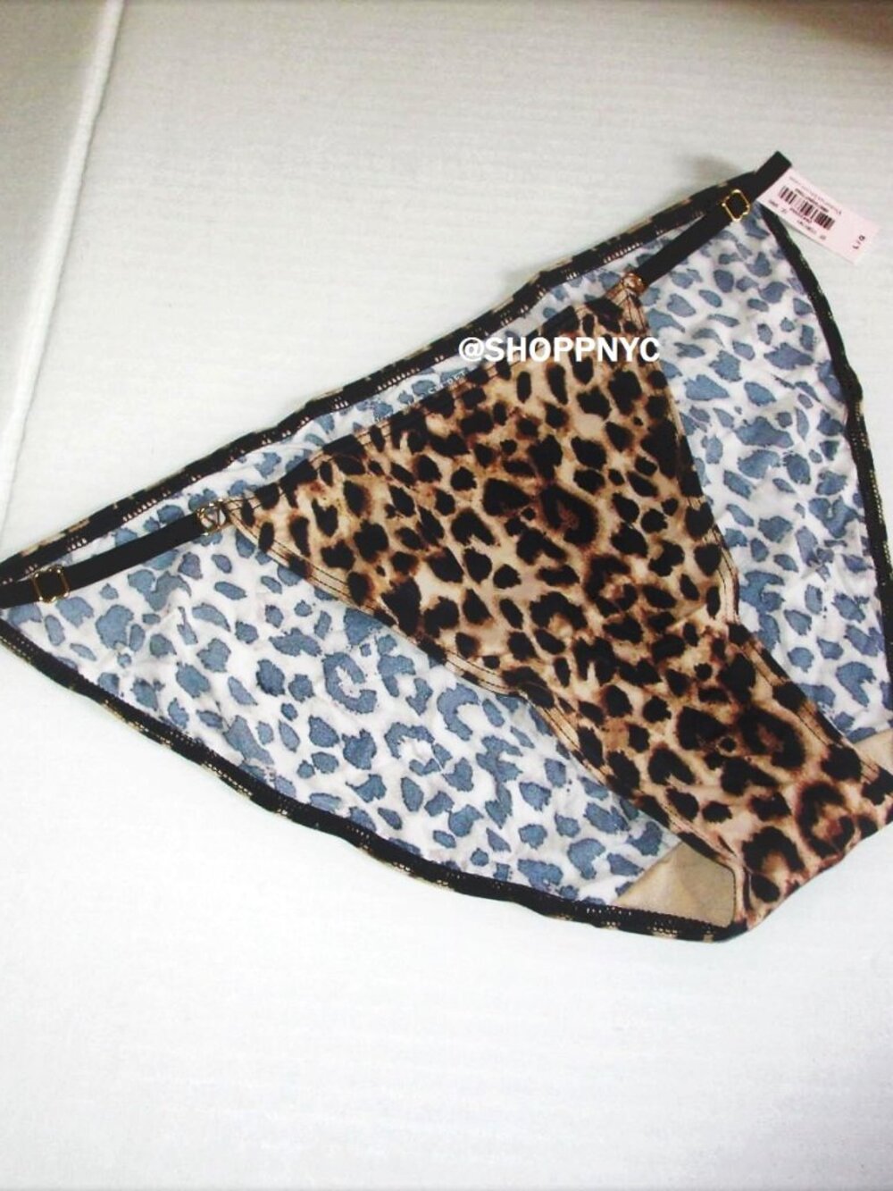 Victorias Secret Love Cloud String Bikini Panty Smooth Soft Leopard print Large - Picture 2 of 3